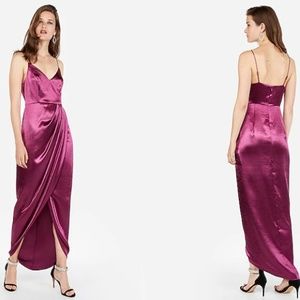 NWT Express Satin wrap cocktail dress purple US 8